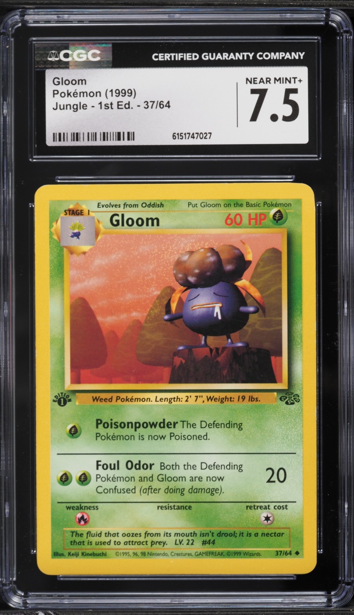 1999 Pokemon Jungle 1st Edition Gloom #37 CGC 7.5 NRMT+