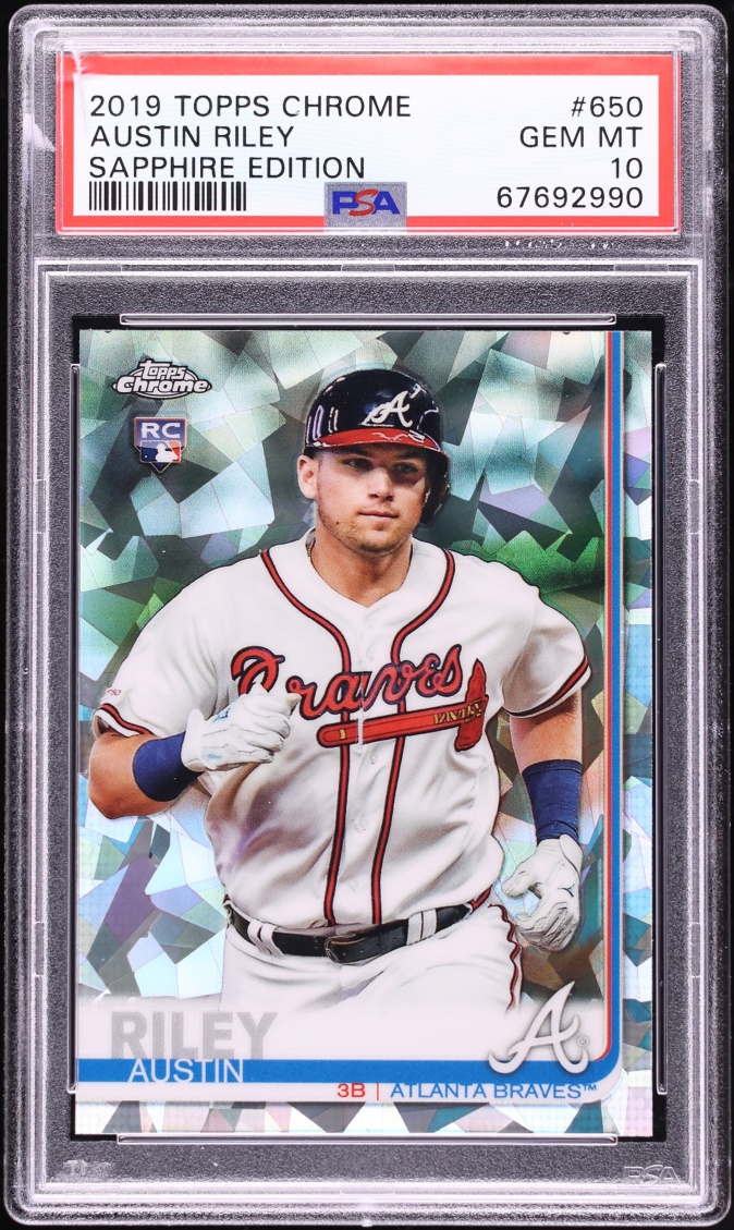 2019 Topps Chrome Sapphire Austin Riley ROOKIE #650 PSA 10 GEM MINT