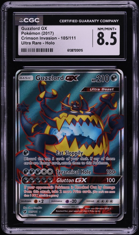 2017 Pokemon Sun & Moon Crimson Invasion Guzzlord GX #105 CGC 8.5 NM-MT+