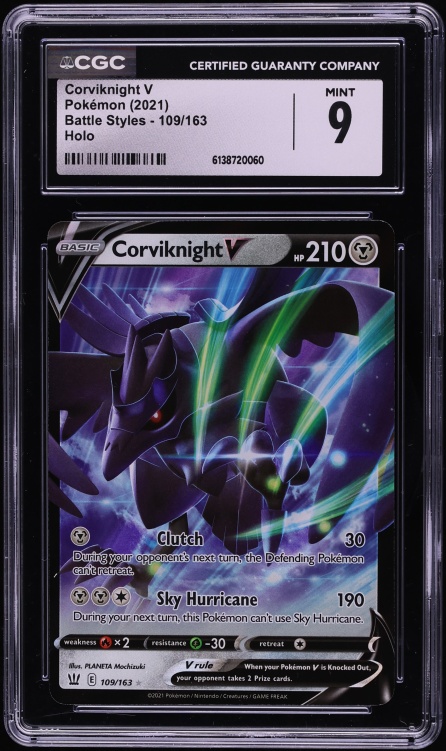 2021 Pokemon Sword & Shield Battle Styles Holo Corviknight V #109 CGC 9 MINT