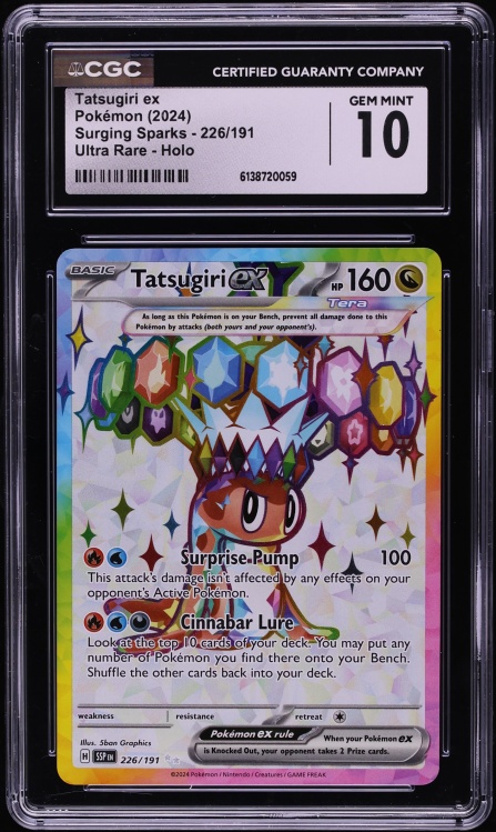 2024 Pokemon Scarlet & Violet Surging Sparks Full Art Tatsugiri ex #226 CGC 10 GEM MINT