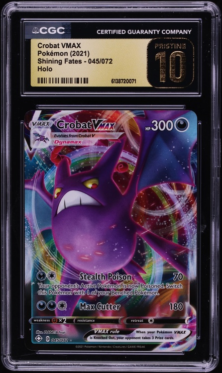 2021 Pokemon Sword & Shield Shining Fates Full Art Crobat VMAX #45 CGC 10 PRISTINE