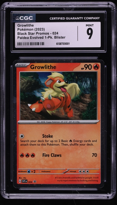 2023 Pokemon Scarlet & Violet Black Star Promo Paldea Evolved Holo Growlithe #24 CGC 9 MINT