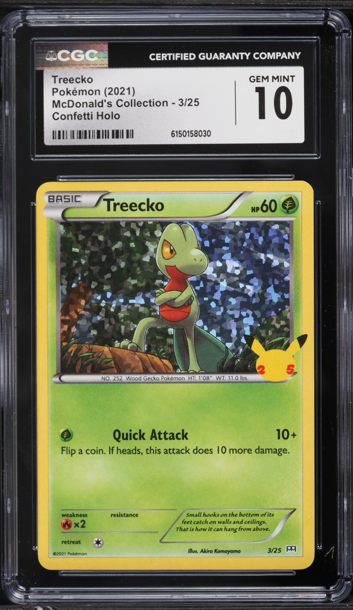 2021 Pokemon Sword & Shield McDonald's Collection Confetti Holo Treecko #3 CGC 10 GEM MINT
