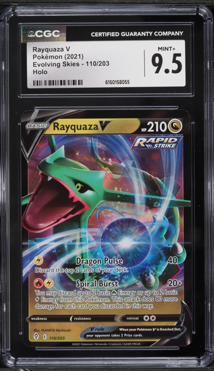 2021 Pokemon Sword & Shield Evolving Skies Error Rayquaza V #110 CGC 9.5 MINT+