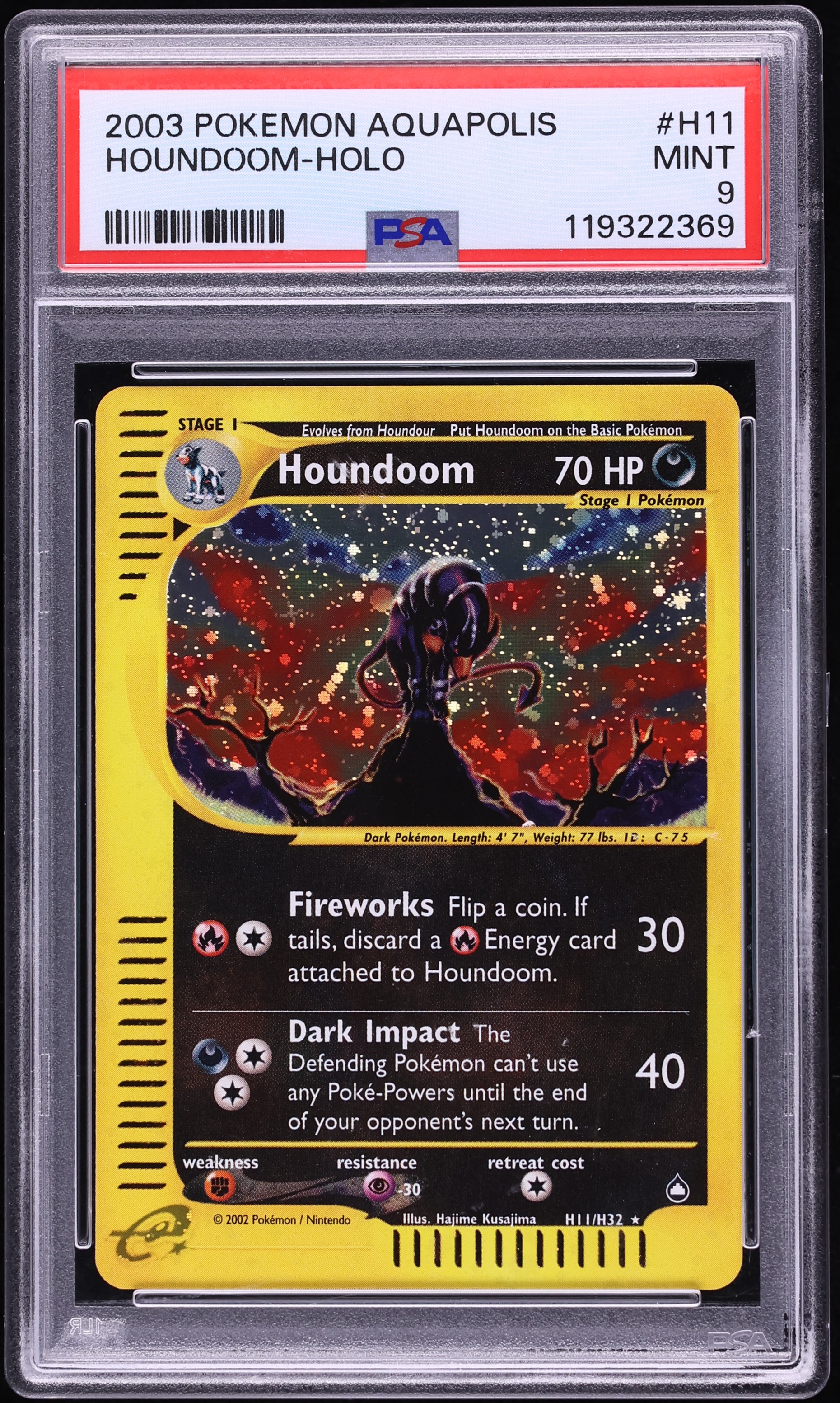 2003 Pokemon Aquapolis Holo Houndoom #H11 PSA 9 MINT