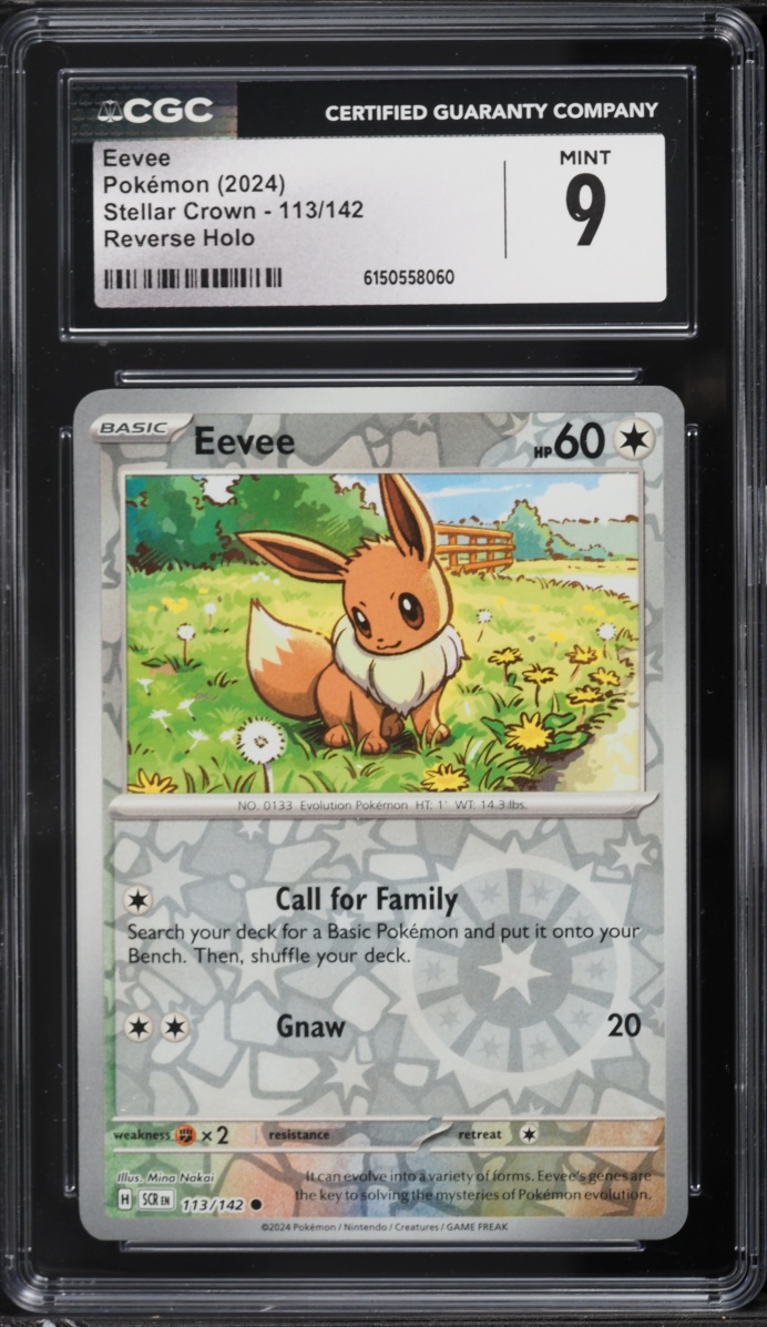 2024 Pokemon Scarlet & Violet Stellar Crown Reverse Holo Eevee #113 CGC 9 MINT
