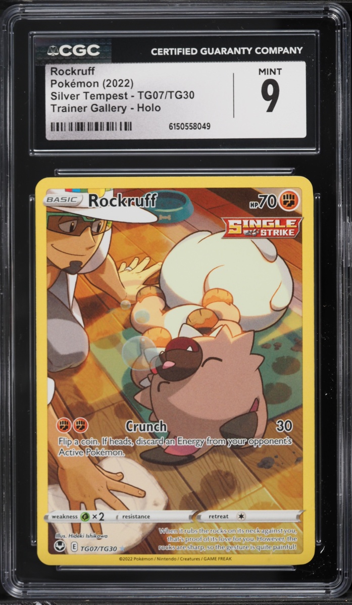 2022 Pokemon Sword & Shield Silver Tempest CHR Rockruff #TG07 CGC 9 MINT