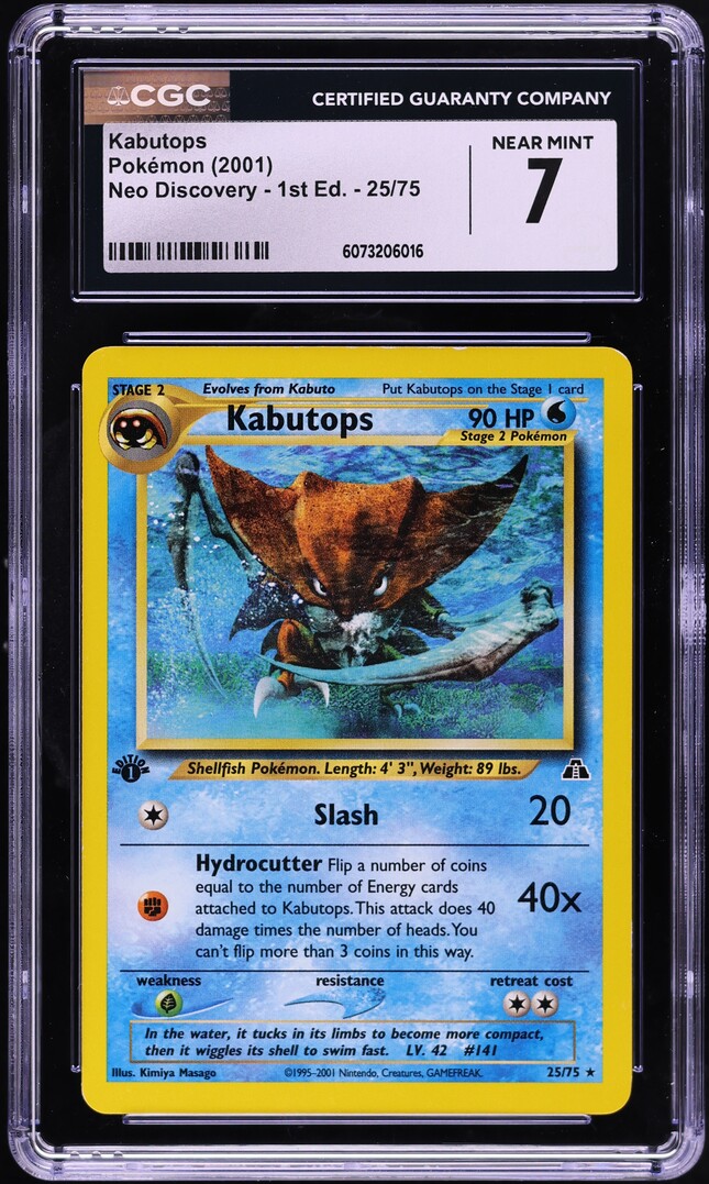 2001 Pokemon Neo Discovery 1st Edition Kabutops #25 CGC 7 NRMT