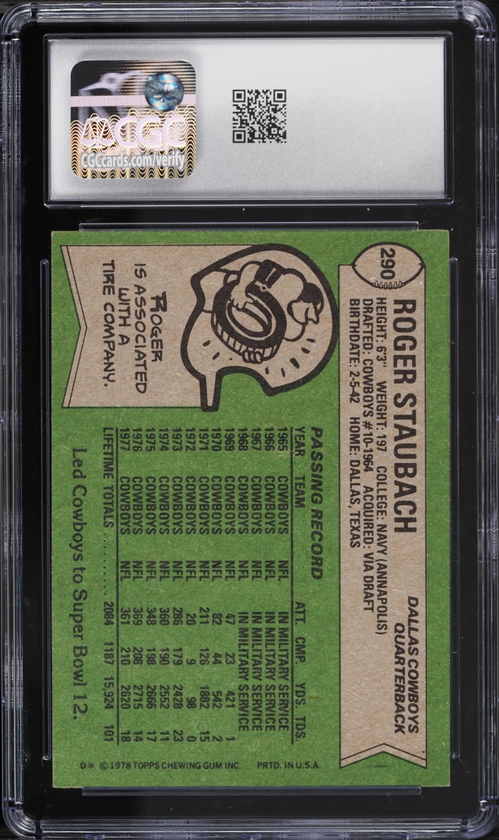 1978 Topps Football Roger Staubach #290 CGC 5.5 EX+