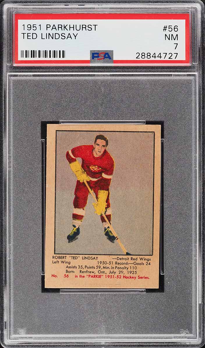 1951 Parkhurst Ted Lindsay ROOKIE #56 PSA 7 NRMT