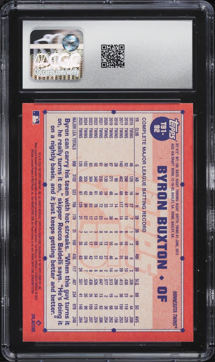 2026 Topps '91 Pink Byron Buxton #T91-92 CGC 8 NM-MT