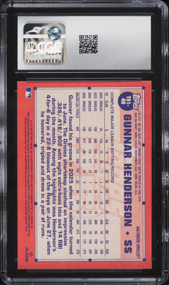2026 Topps '91 Koi Fish Gunnar Henderson #T91-49 CGC 6 EXMT