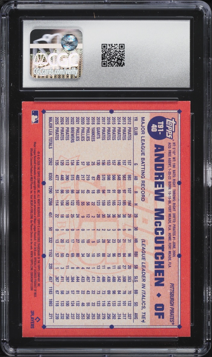 2026 Topps '91 Koi Fish Black Andrew McCutchen /10 #T91-40 CGC 9 MINT