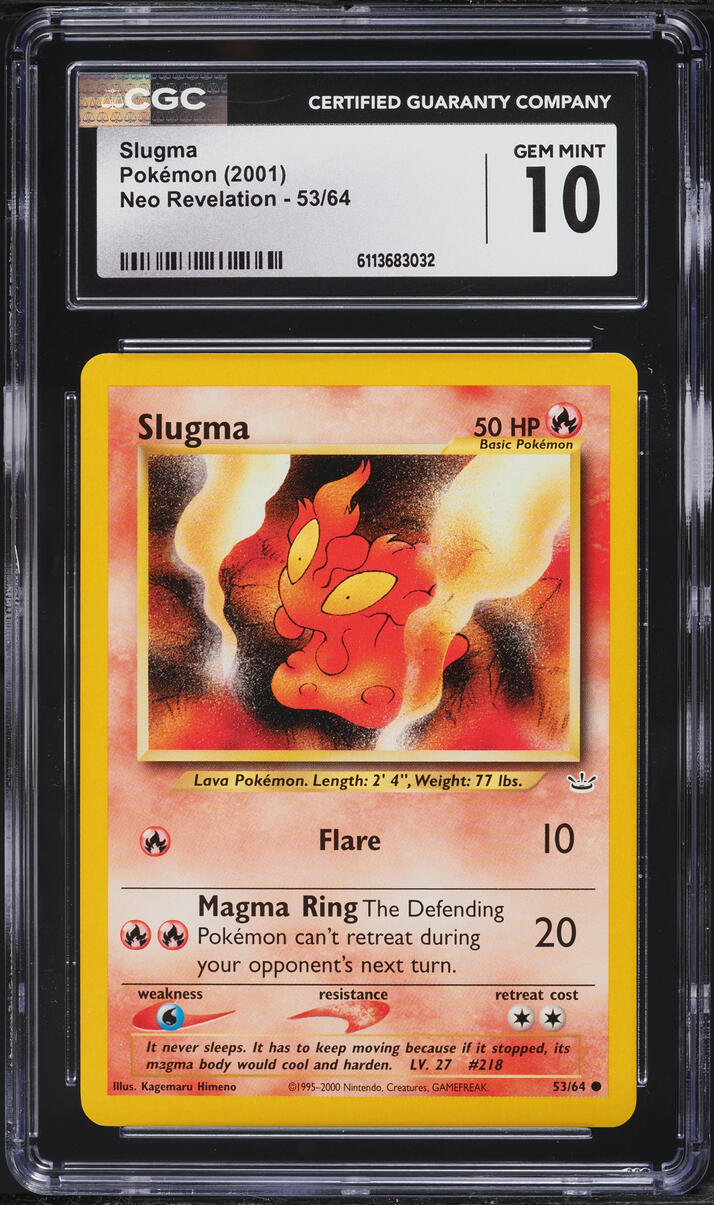 2001 Pokemon Neo Revelation Slugma #53 CGC 10 GEM MINT