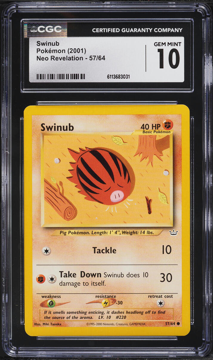2001 Pokemon Neo Revelation Swinub #57 CGC 10 GEM MINT