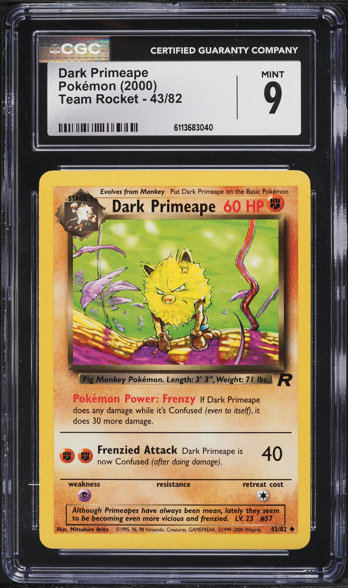 2000 Pokemon Team Rocket Dark Primeape #43 CGC 9 MINT
