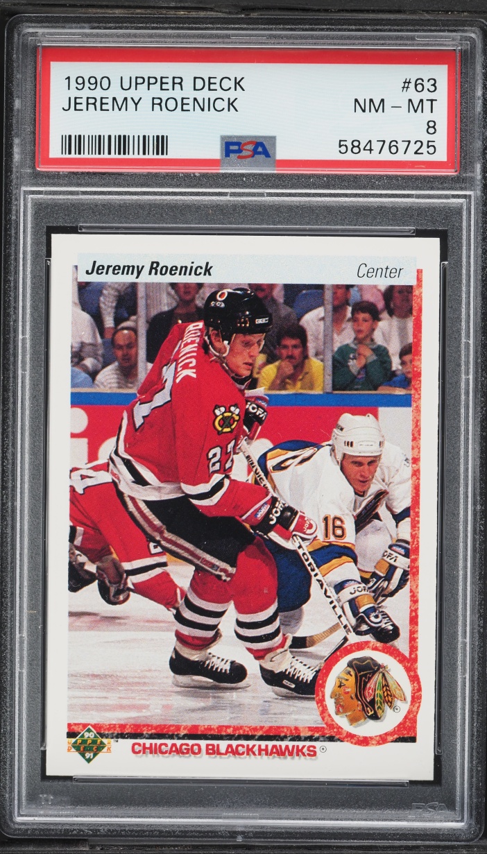 1990 Upper Deck Hockey Jeremy Roenick ROOKIE #63 PSA 8 NM-MT