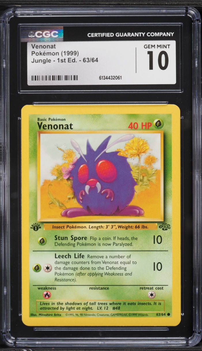 1999 Pokemon Jungle 1st Edition Venonat #63 CGC 10 GEM MINT