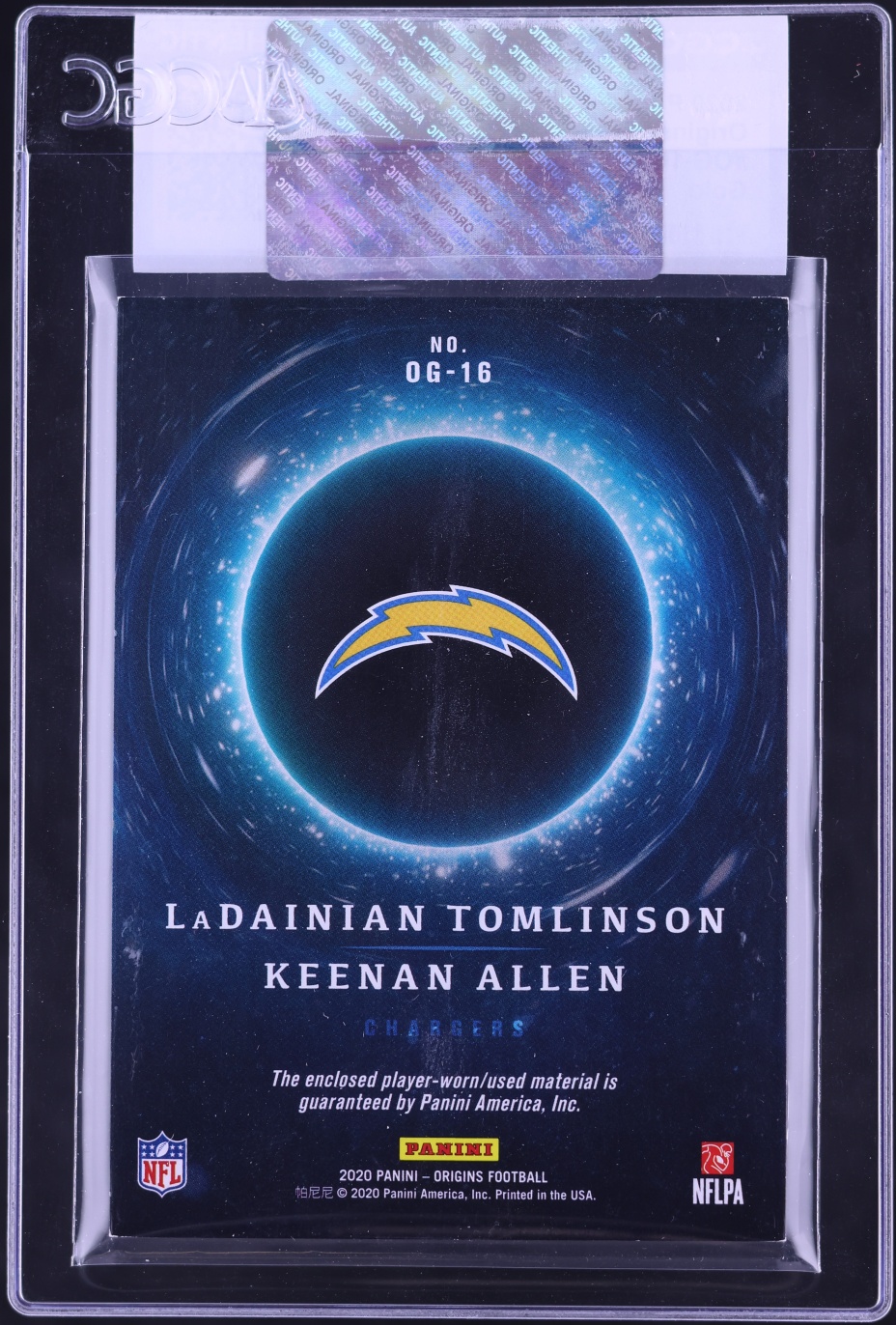 2020 Panini Origins Of Greatness Gold LaDainian Tomlinson Allen PATCH /10 #OG-16 CGC AUTH