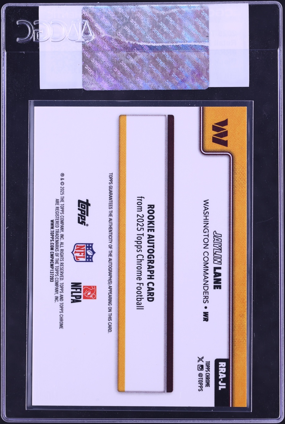 2025 Topps Chrome Retail Black Refractor Jaylin Lane ROOKIE AUTO /10 #RRA-JL CGC AUTH