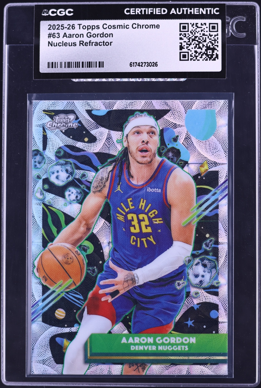 2025 Topps Chrome Cosmic Nucleus Refractor Aaron Gordon #63 CGC AUTH