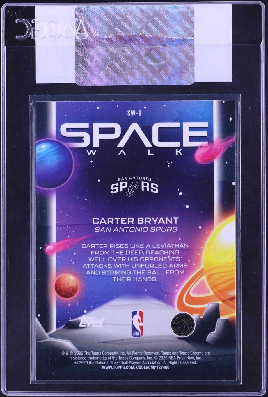 2025 Topps Chrome Cosmic Space Walk Carter Bryant ROOKIE #SW-9 CGC AUTH