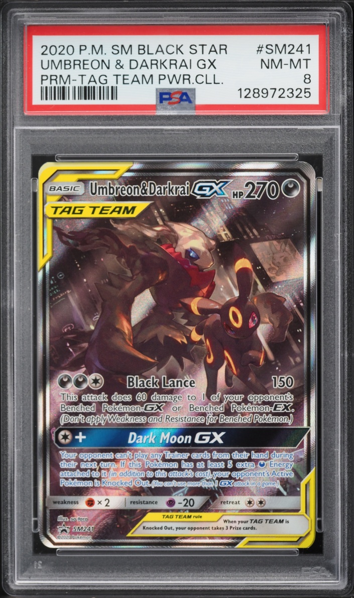 2020 Pokemon Sun & Moon Promo Tag Team Powers Full Art Umbreon Darkrai GX #SM241 PSA 8 NM-MT