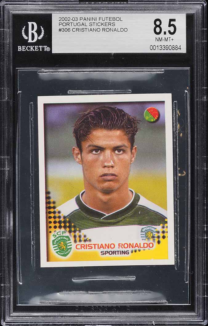 2002 Panini Futebol Portugal Stickers Cristiano Ronaldo ROOKIE #306 BGS 8.5