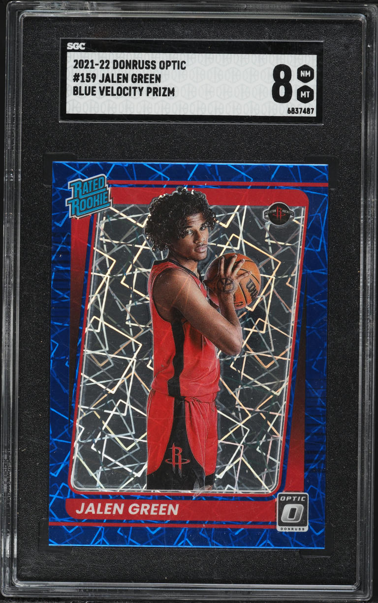 2021 Donruss Optic Blue Velocity Prizm Jalen Green ROOKIE #159 SGC 8 NM-MT