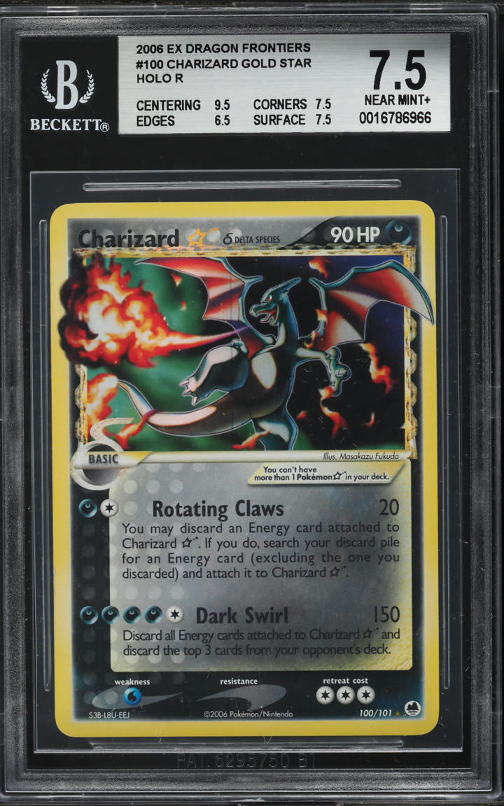 2006 Pokemon EX Dragon Frontiers Holo Charizard Gold Star #100 BGS 7.5 NRMT+