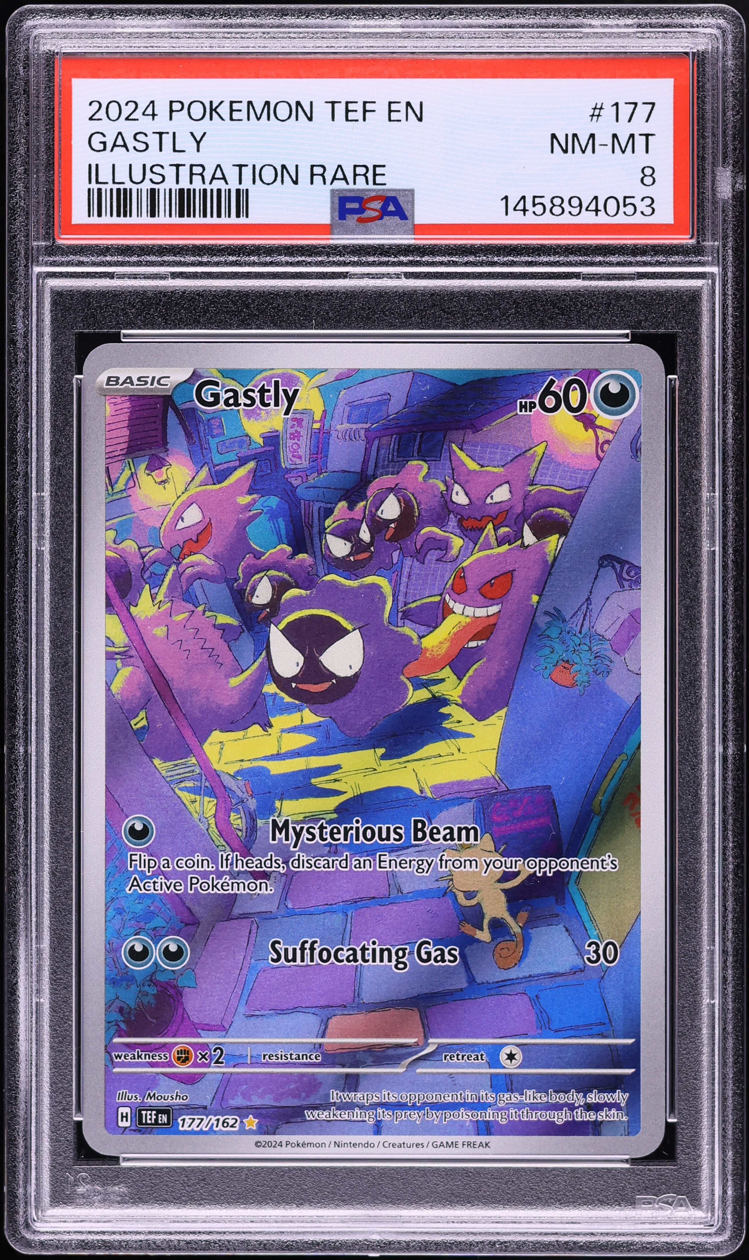 2024 Pokemon Scarlet & Violet Temporal Forces IR Gastly #177 PSA 8 NM-MT