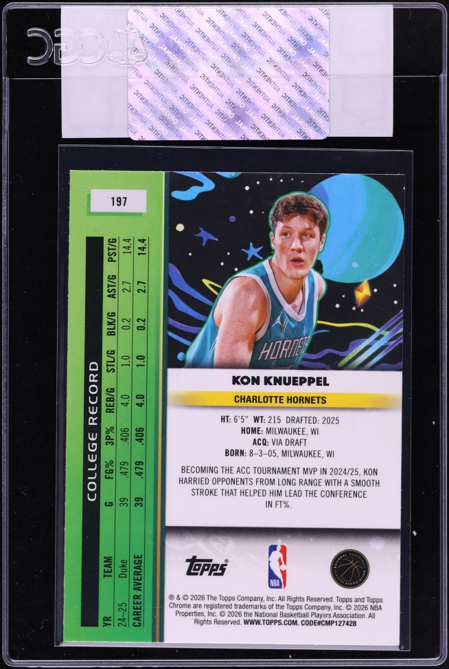 2025 Topps Chrome Cosmic Kon Knueppel ROOKIE #197 CGC AUTH