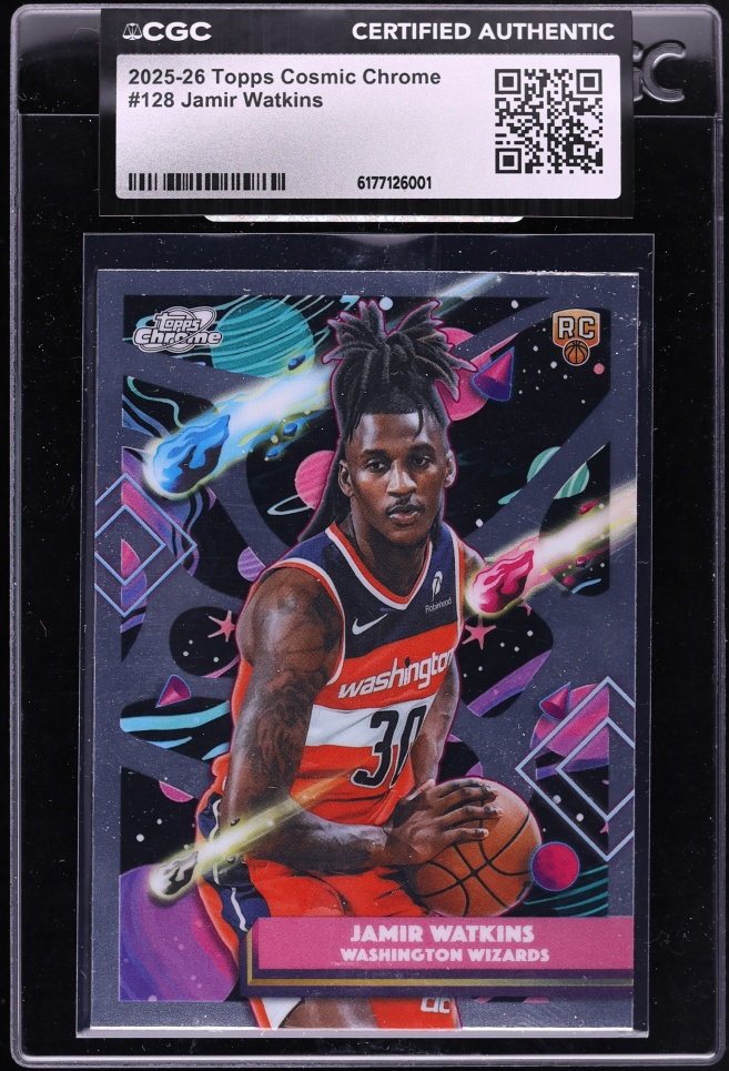 2025 Topps Chrome Cosmic Jamir Watkins ROOKIE #128 CGC AUTH