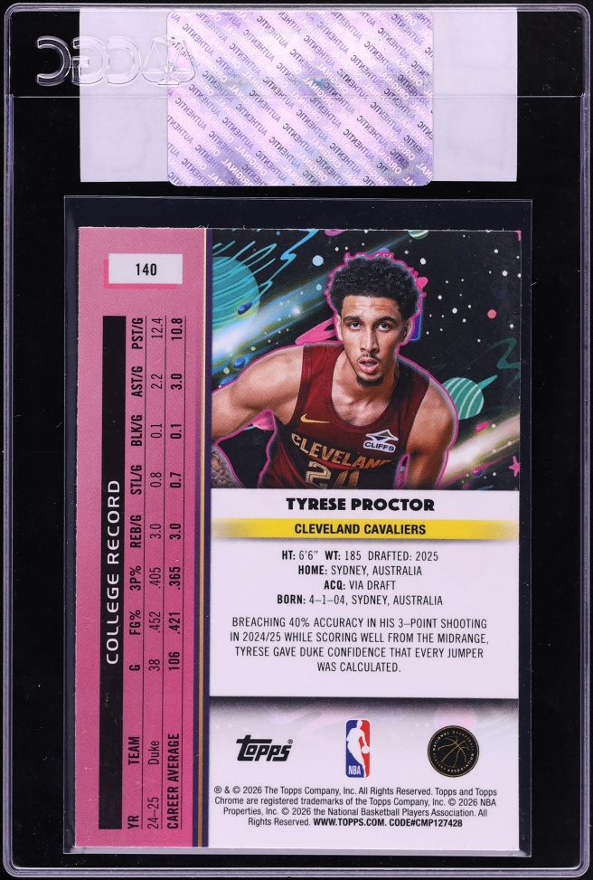 2025 Topps Chrome Cosmic Tyrese Proctor ROOKIE #140 CGC AUTH