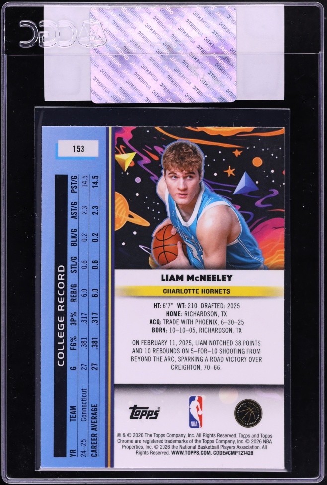 2025 Topps Chrome Cosmic Liam McNeeley ROOKIE #153 CGC AUTH