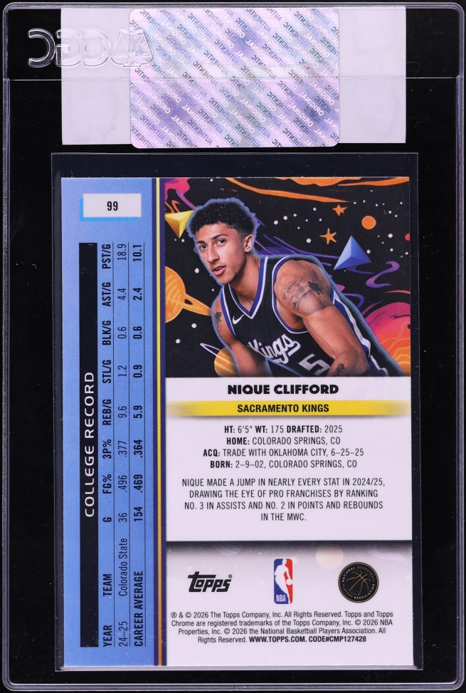 2025 Topps Chrome Cosmic Nique Clifford ROOKIE #99 CGC AUTH