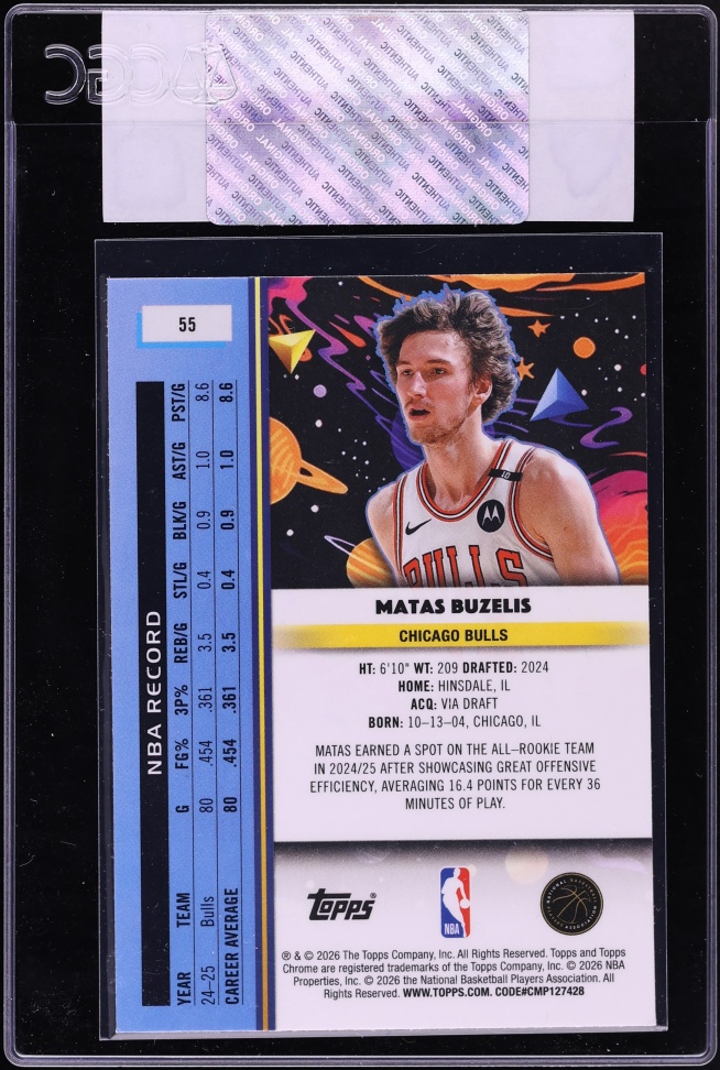 2025 Topps Chrome Cosmic Matas Buzelis #55 CGC AUTH