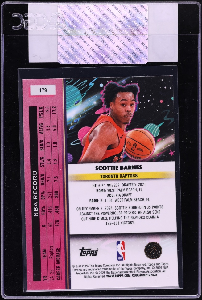 2025 Topps Chrome Cosmic Scottie Barnes #179 CGC AUTH