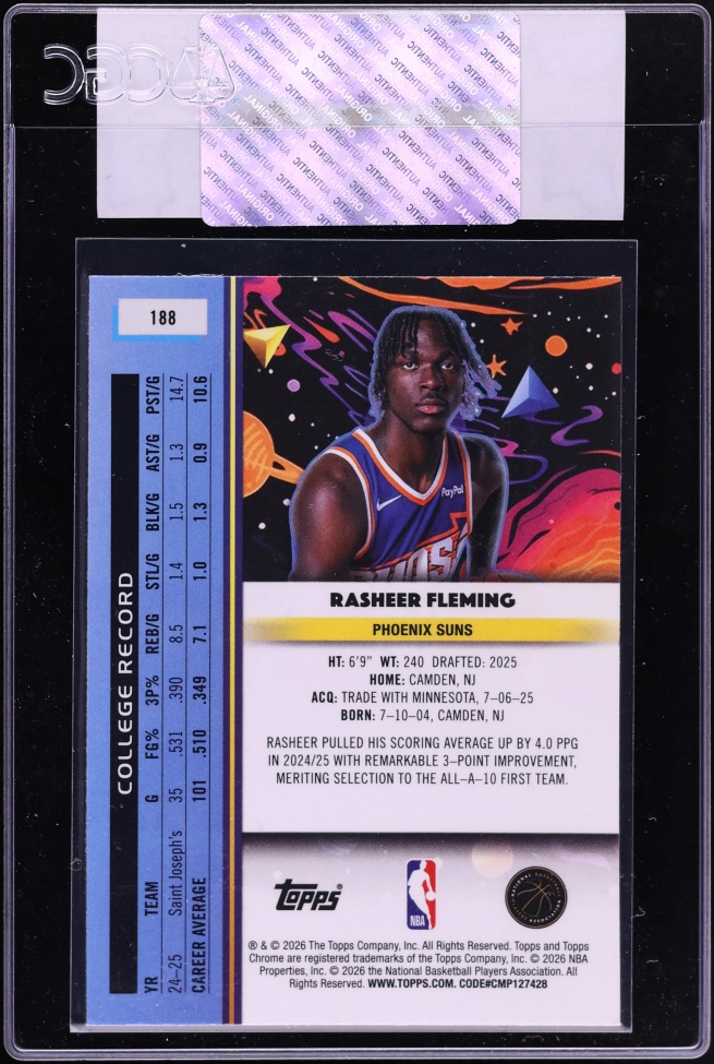 2025 Topps Chrome Cosmic Rasheer Fleming ROOKIE #188 CGC AUTH
