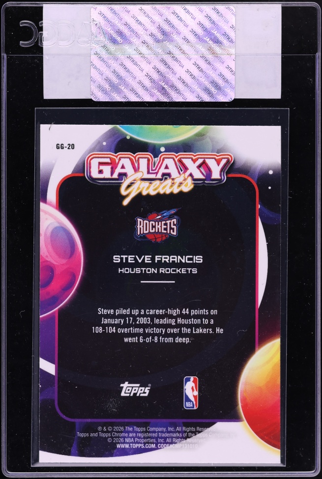 2025 Topps Chrome Cosmic Galaxy Greats Steve Francis #GG-20 CGC AUTH