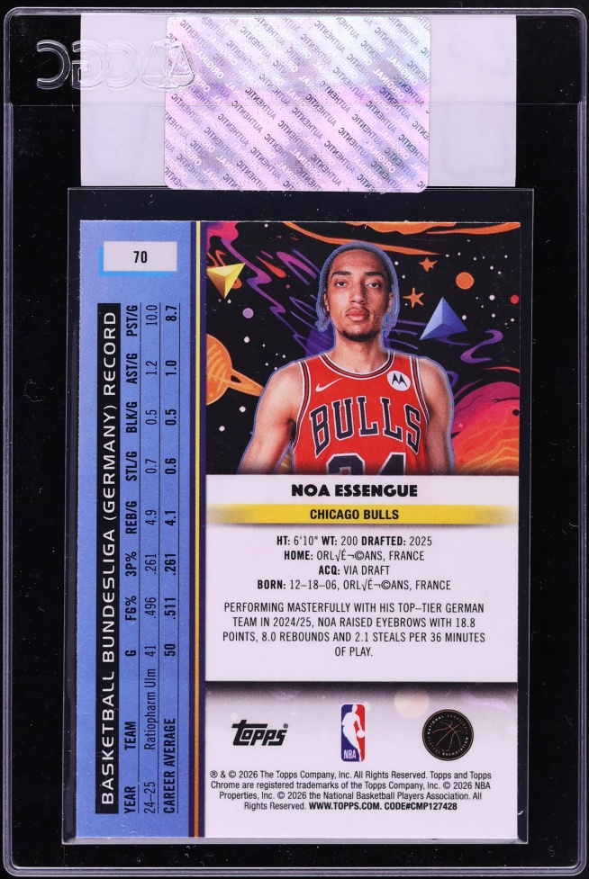 2025 Topps Chrome Cosmic Noa Essengue ROOKIE #70 CGC AUTH