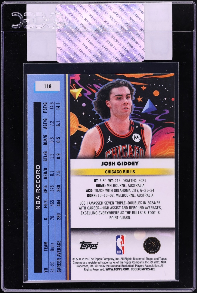 2025 Topps Chrome Cosmic Josh Giddey #118 CGC AUTH
