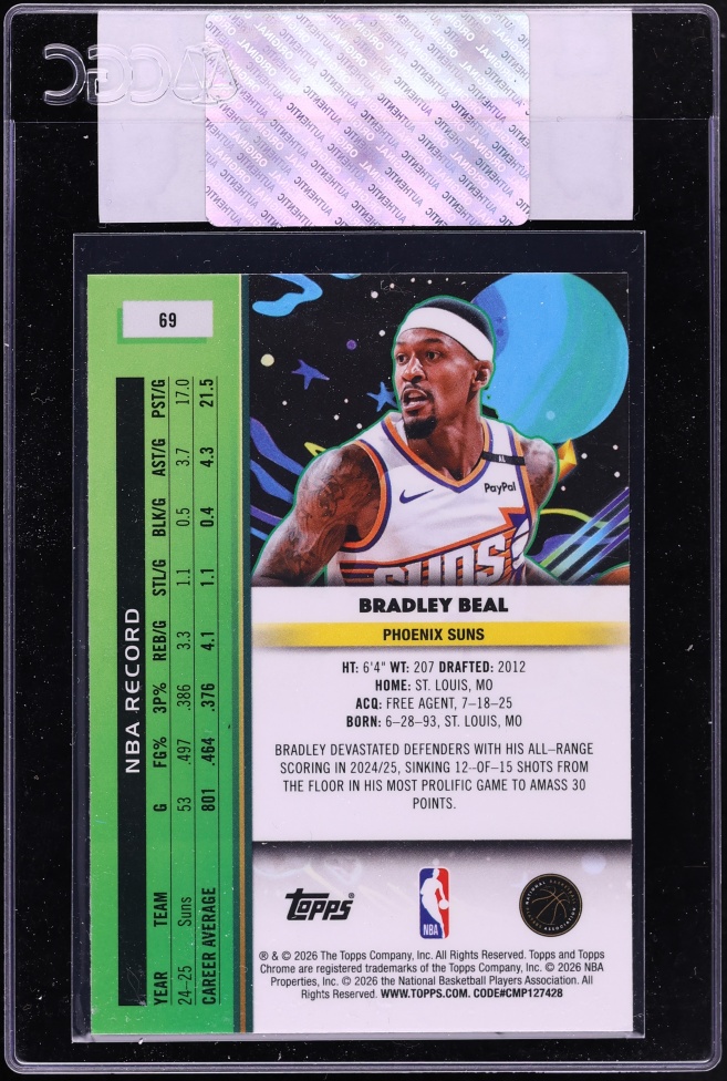 2025 Topps Chrome Cosmic Bradley Beal #69 CGC AUTH