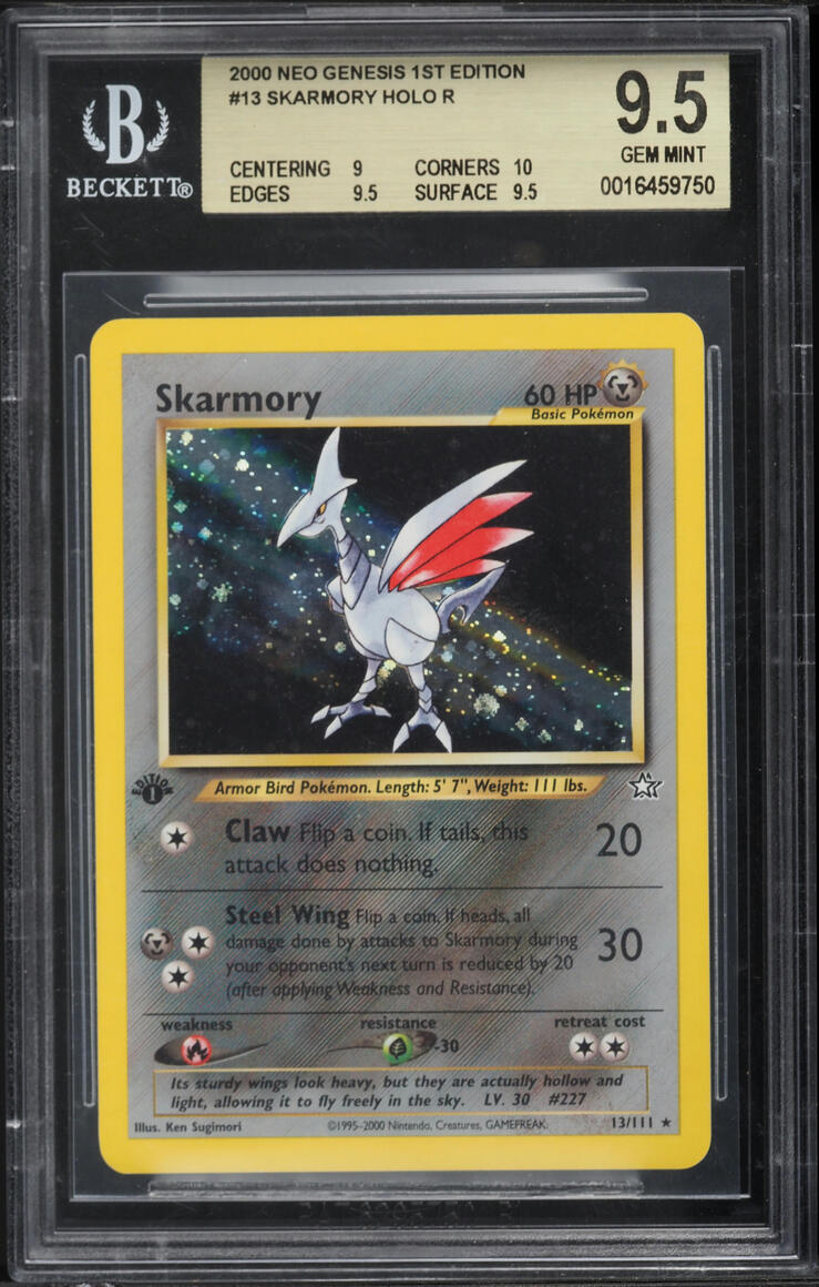 2000 Pokemon Neo Genesis 1st Edition Holo Skarmory #13 BGS 9.5 GEM MINT