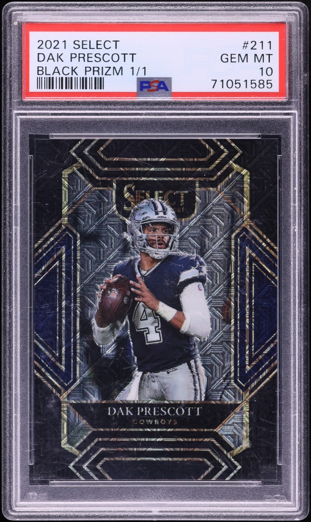 2021 Select Club Level Black Prizm Dak Prescott 1/1 #211 PSA 10 GEM MINT - Photo 1