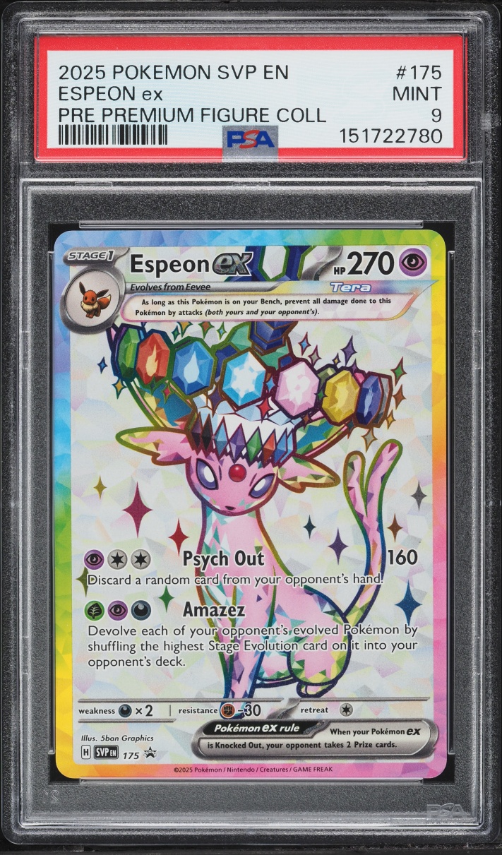 2025 Pokemon SV Promo Prismatic Evolutions Premium Figure Full Art Espeon ex #175 PSA 9 MINT