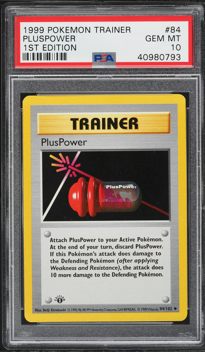 1999 Pokemon Base Set Shadowless 1st Edition Pluspower #84 PSA 10 GEM MINT