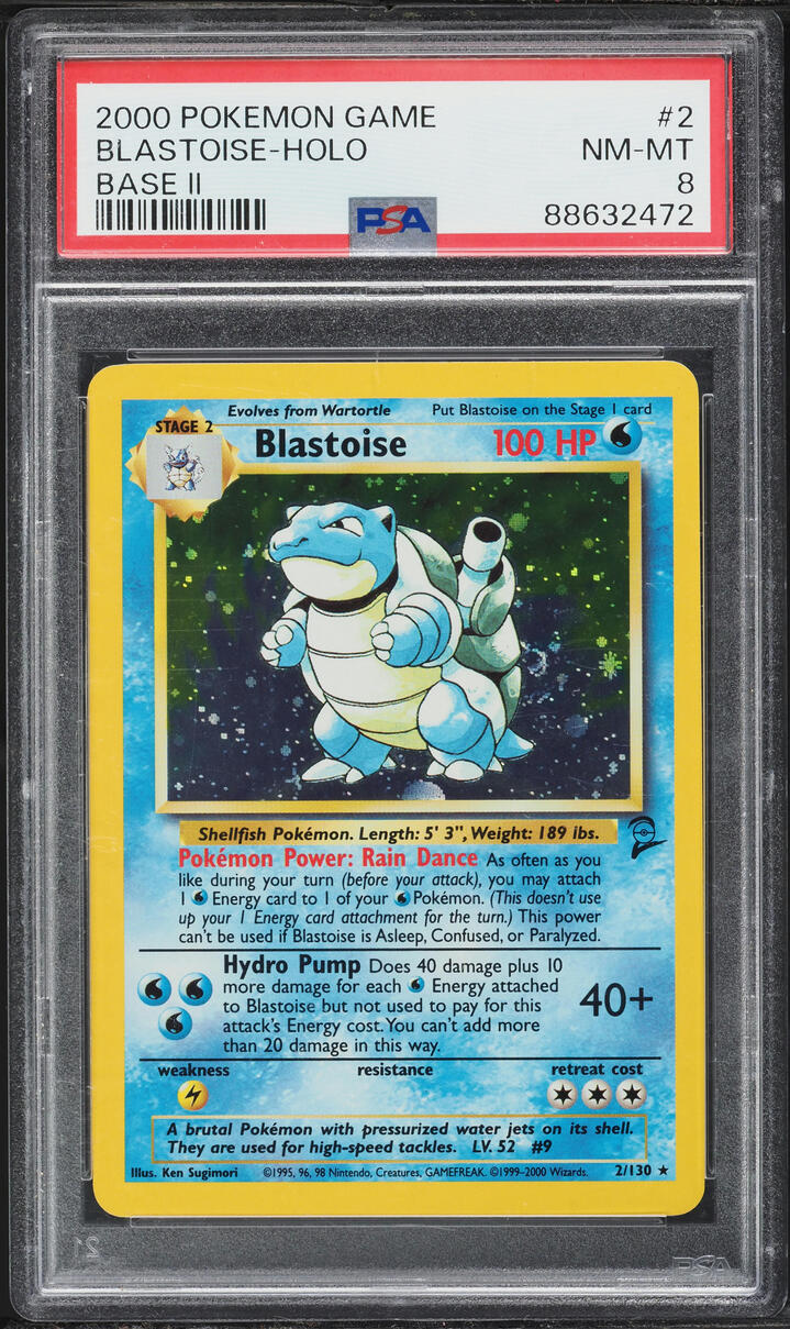 2000 Pokemon Base Set 2 Holo Blastoise #2 PSA 8 NM-MT