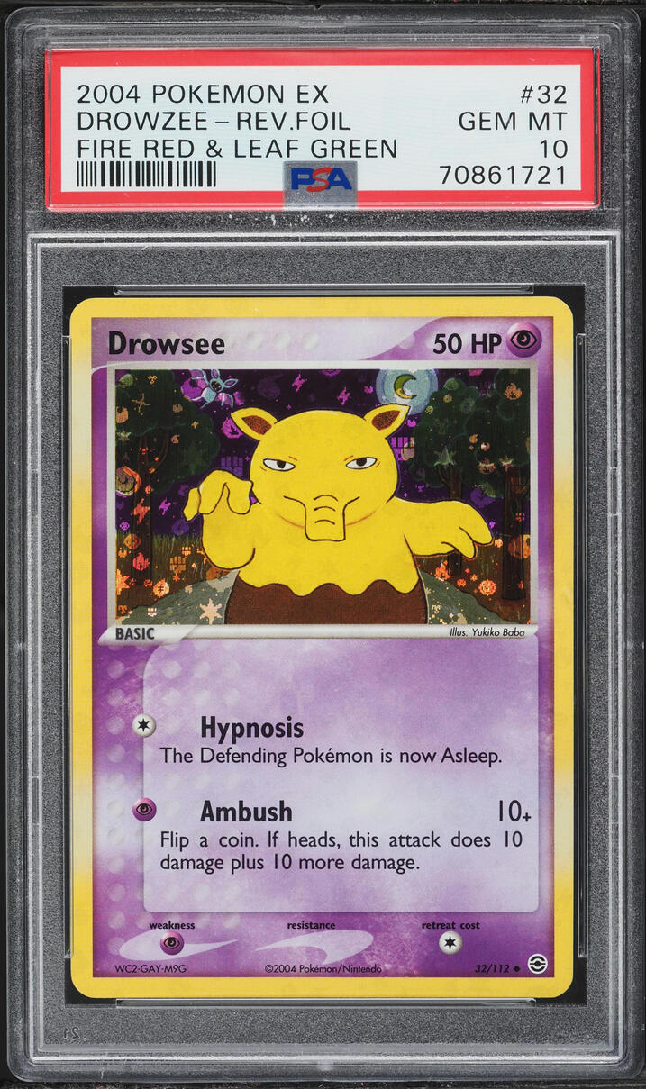 2004 Pokemon EX Fire Red & Leaf Green Reverse Holo Drowzee #32 PSA 10 GEM MINT